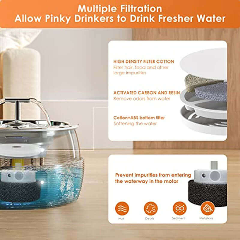 Stainless Steel Water Fountain 3.0l for pets
