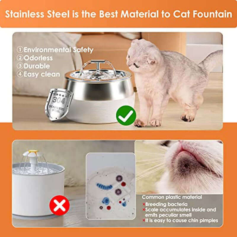 Stainless Steel Water Fountain 3.0l for pets