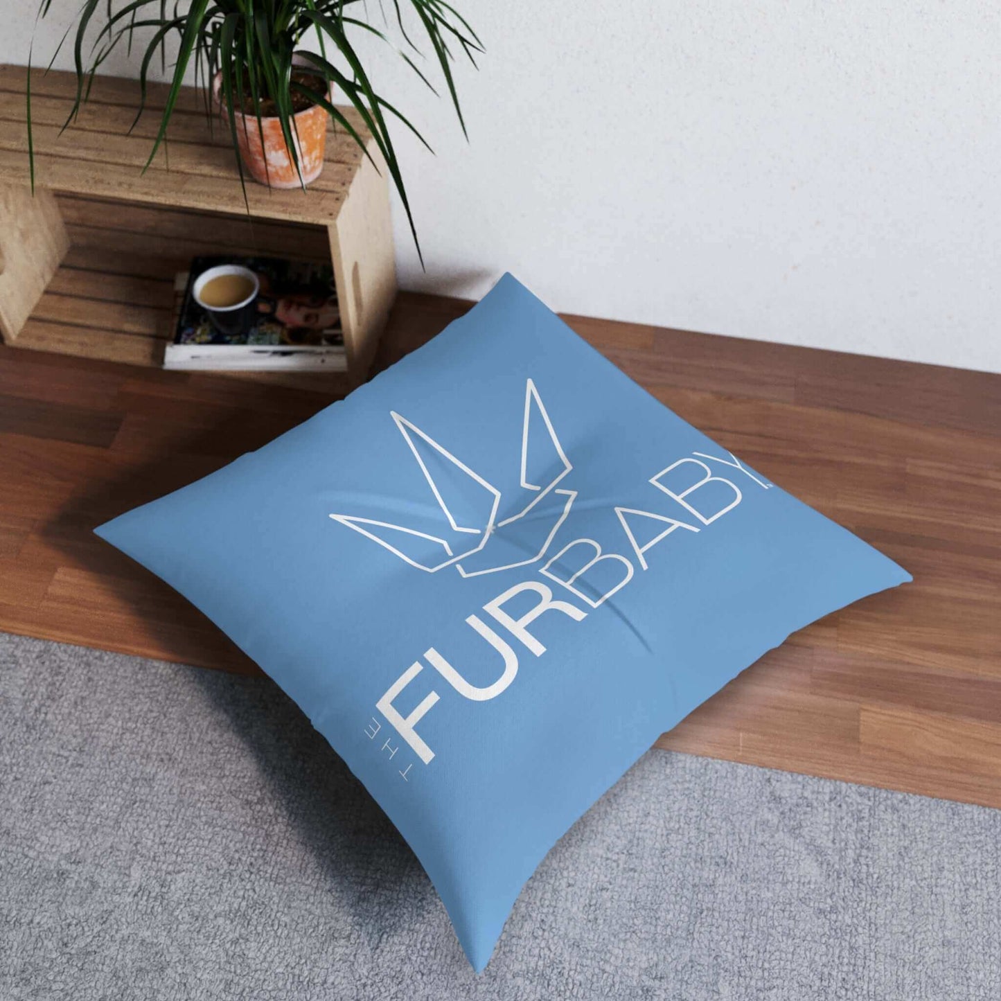 The Fur Baby Square Pet Bed Baby Blue