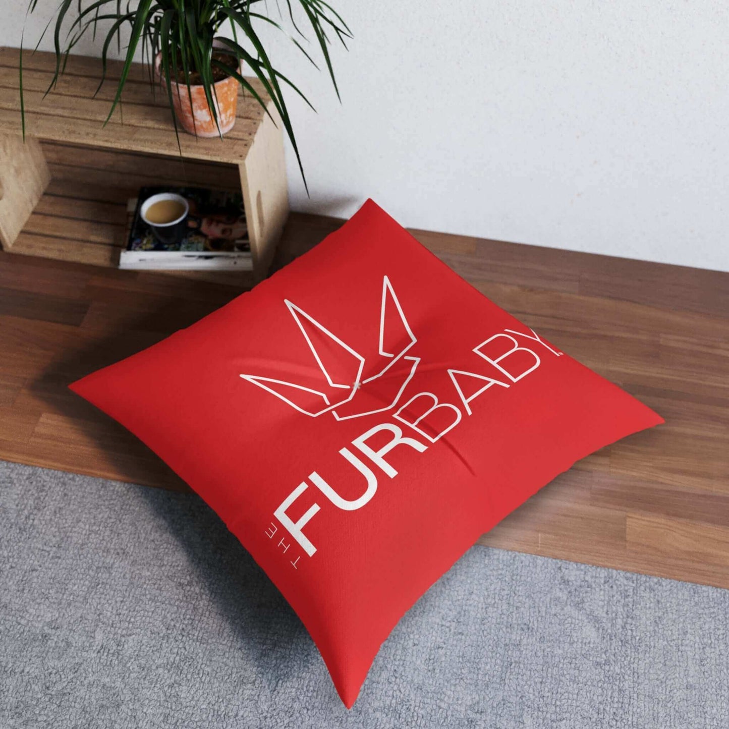 The Fur Baby Square Pet Bed Candy Apple