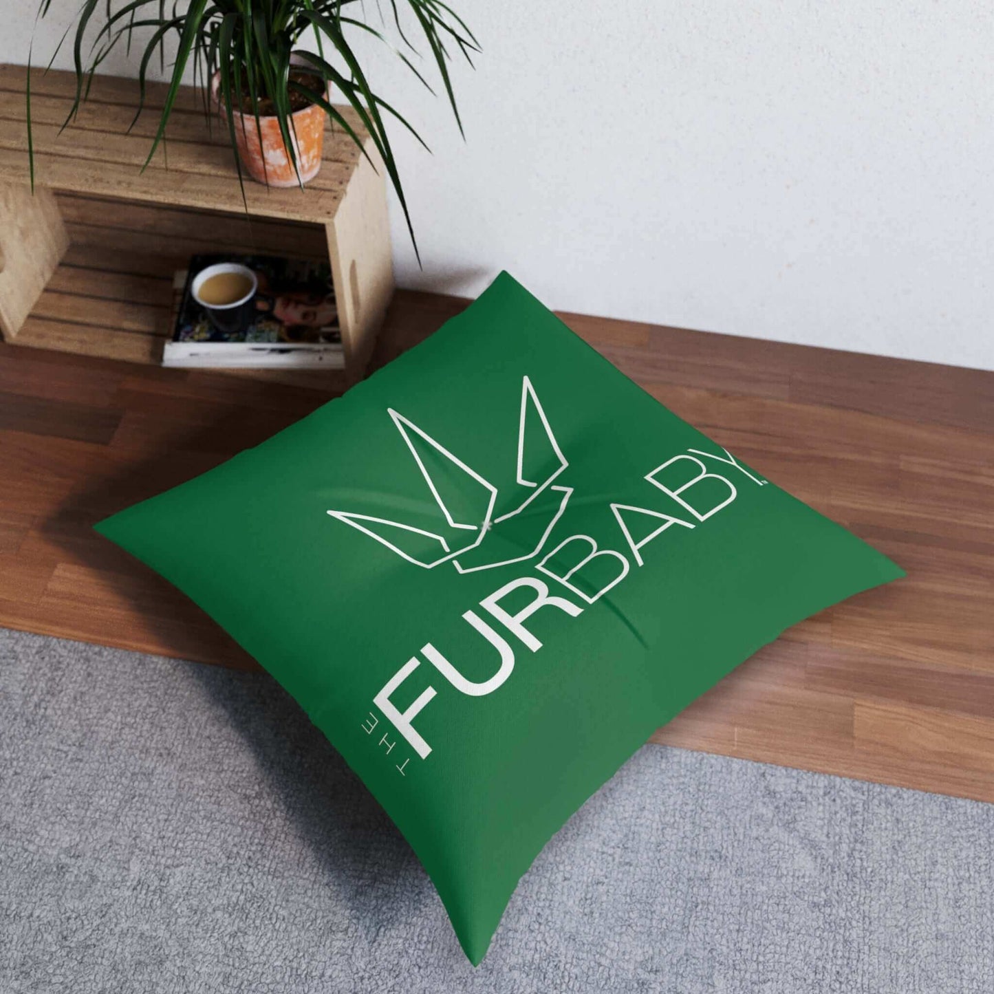 The Fur Baby Square Pet Bed Green