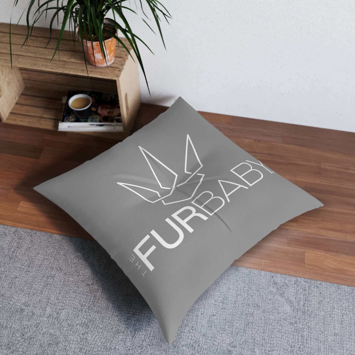 The Fur Baby Square Pet Bed Grey Pebble