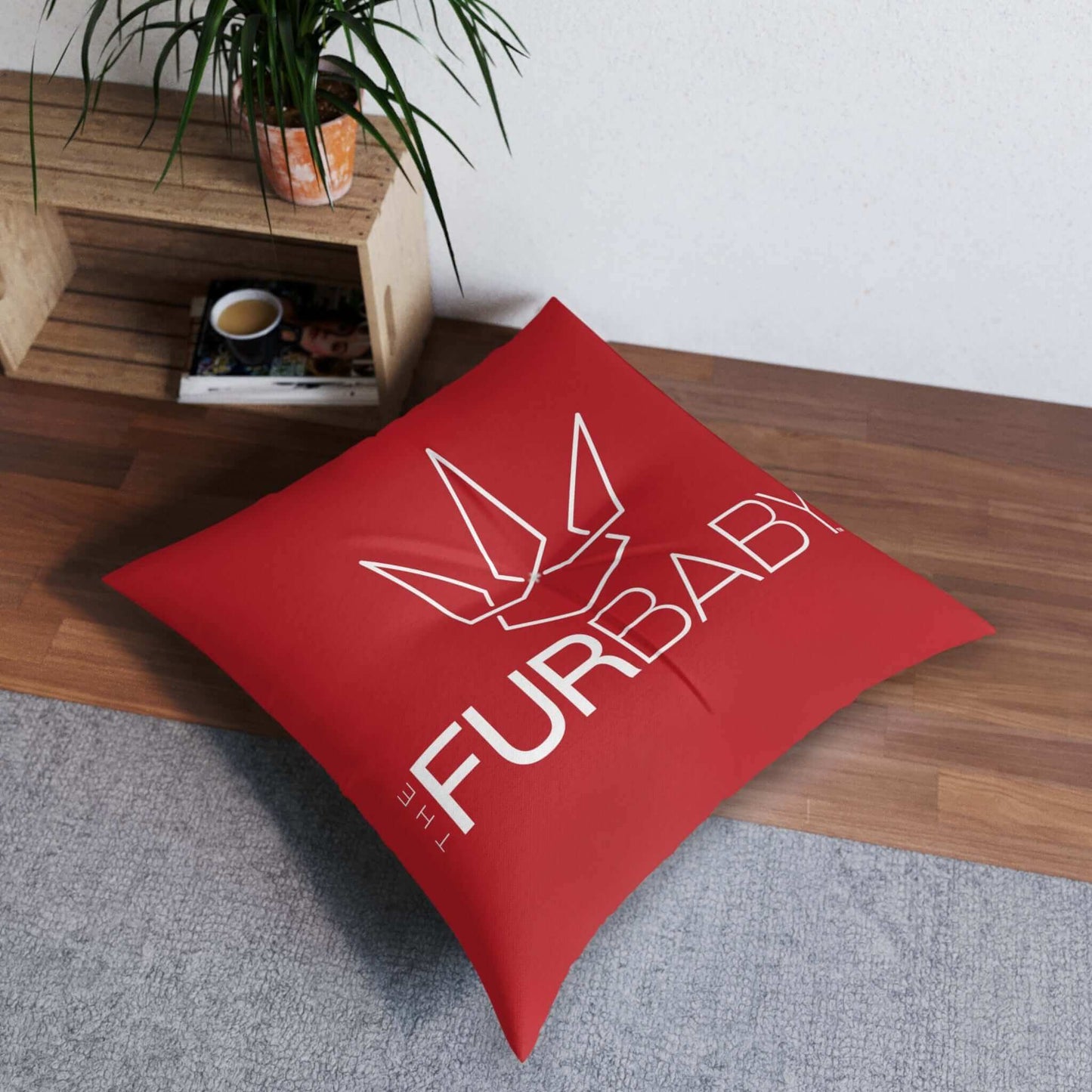 The Fur Baby Square Pet Bed Red