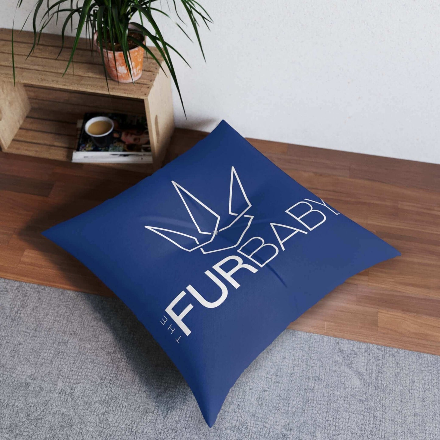 The Fur Baby Square Pet Bed Royal Blue