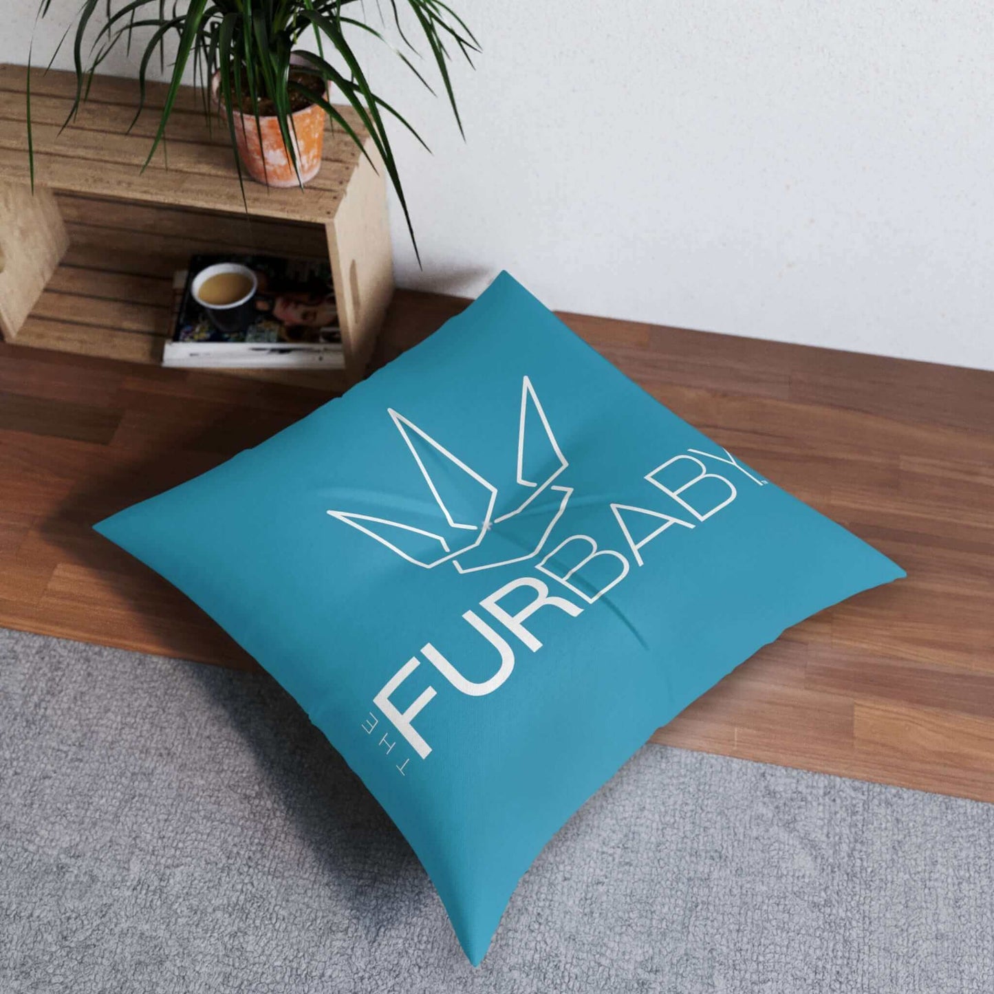 The Fur Baby Square Pet Bed Turquoise