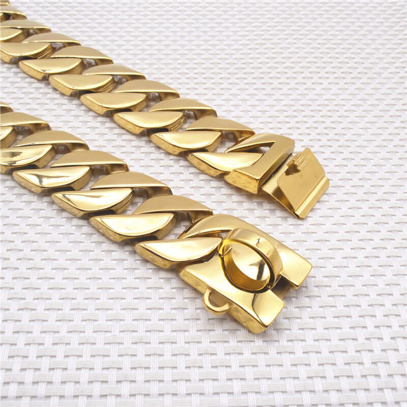 Cuban Dog Collar 32mm Gold