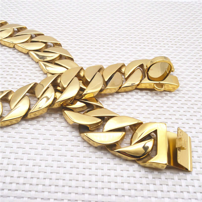 Cuban Dog Collar 32mm Gold