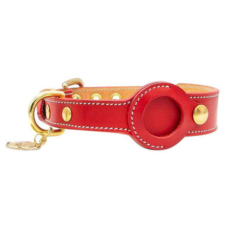 High Quality Genuine Leather AirTag Dog Collar