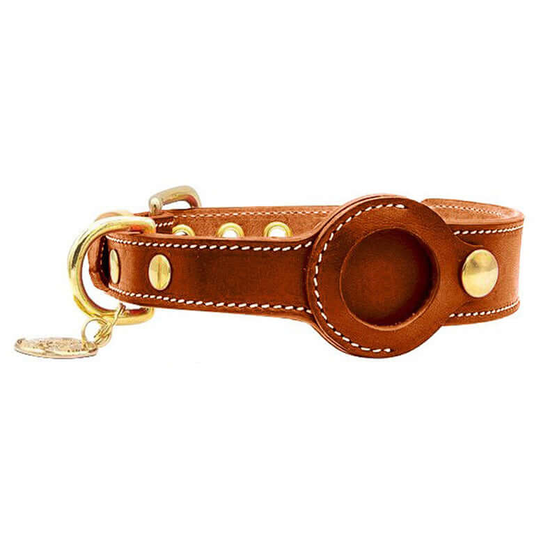High Quality Genuine Leather AirTag Dog Collar
