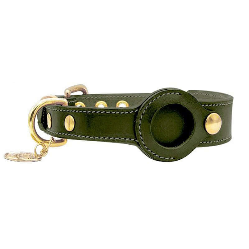 High Quality Genuine Leather AirTag Dog Collar