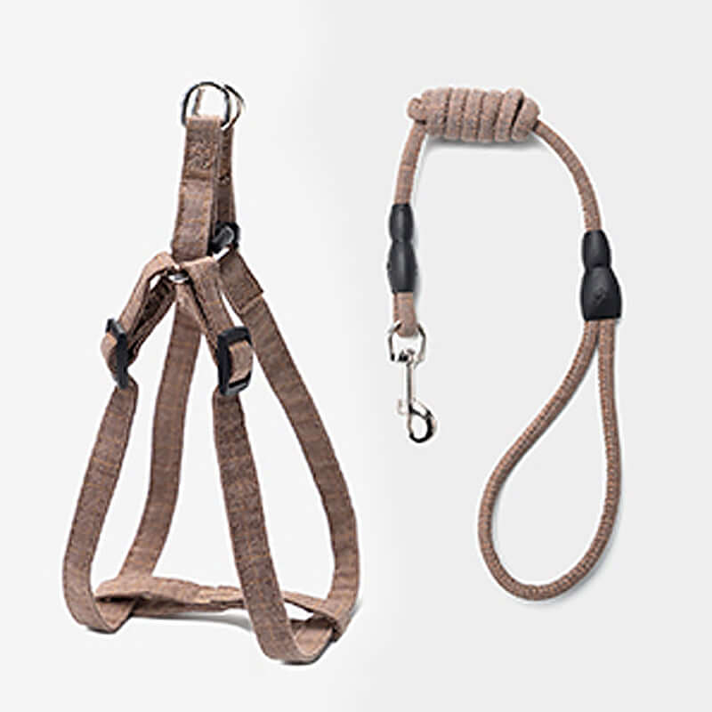 Adjustable Harness and Leash Set Natural