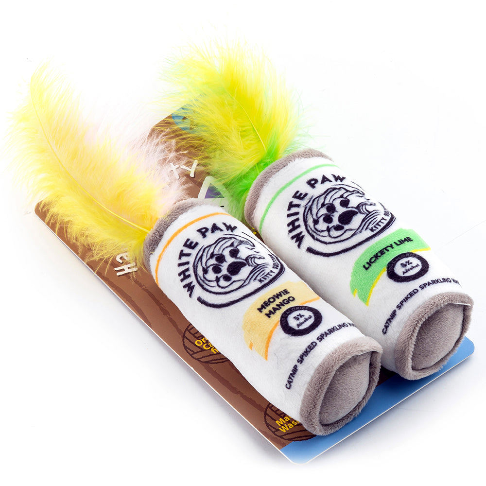 White Paw Kitty Seltzer Organic Catnip Toy Meowie Mango Lickety Lime