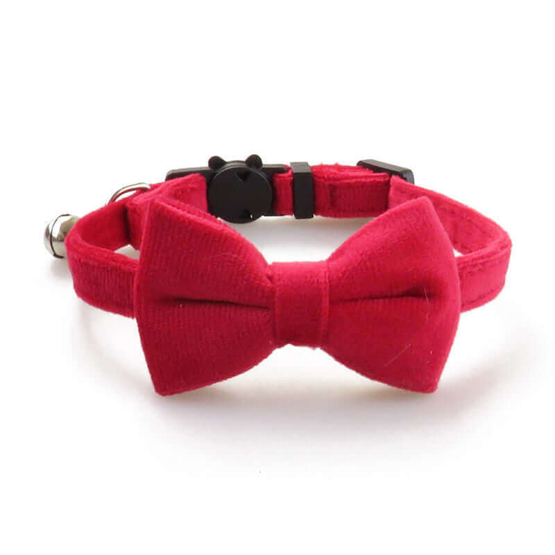 Velvet Kitten Cat Collar with Bell & Removable Bow