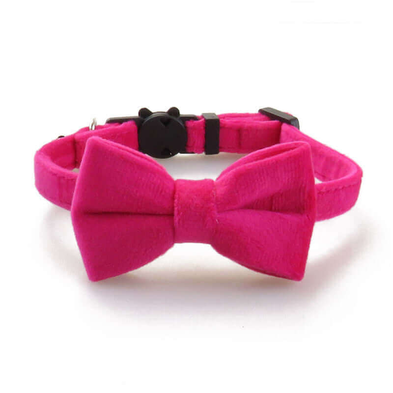 Velvet Kitten Cat Collar with Bell & Removable Bow