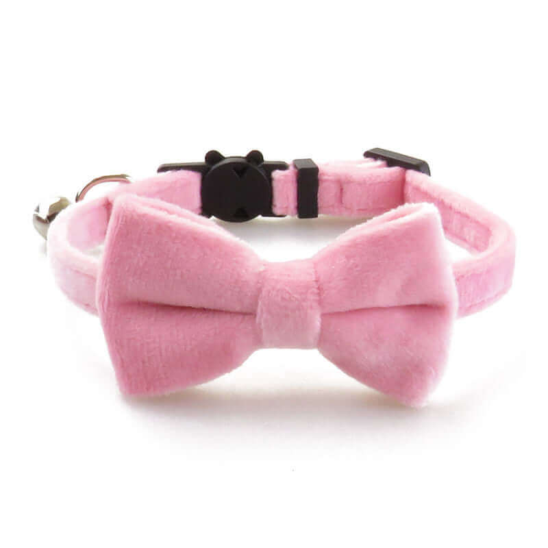 Velvet Kitten Cat Collar with Bell & Removable Bow