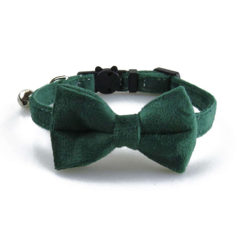 Velvet Kitten Cat Collar with Bell & Removable Bow