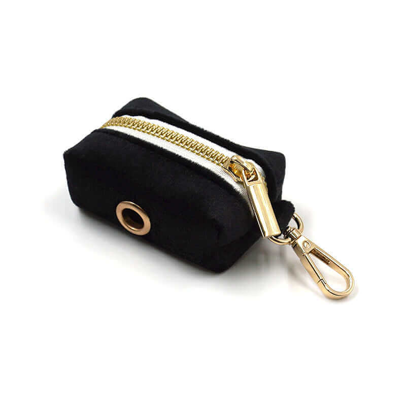 Velvet Harness Set Poop Bag Holder Black