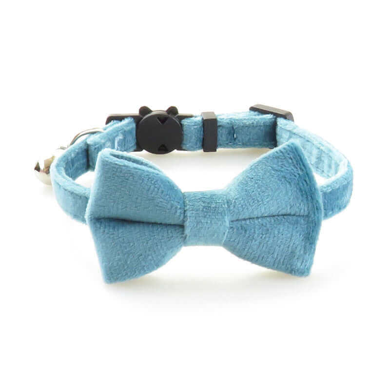Velvet Kitten Cat Collar with Bell & Removable Bow