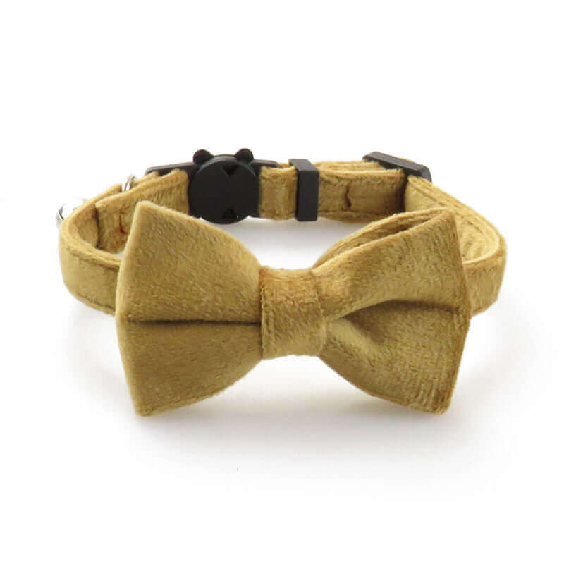 Velvet Kitten Cat Collar with Bell & Removable Bow