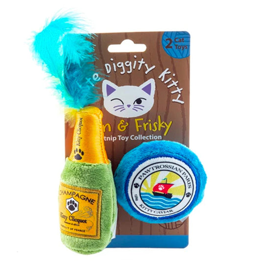 Haute Diggity Kitty Clicquot Champage and Pawtrossian Paris Kitty Caviar Organic Catnip Toys