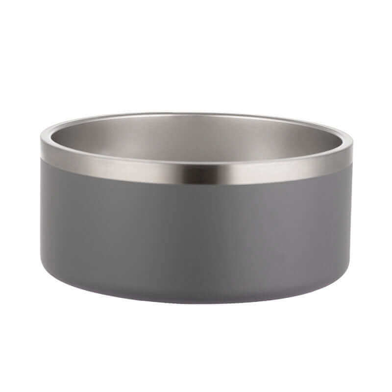 Double Wall Stainless Steel Pet Bowl - Grey