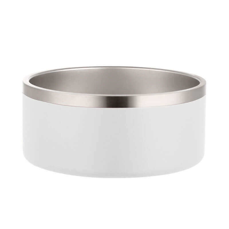 Double Wall Stainless Steel Pet Bowl - White