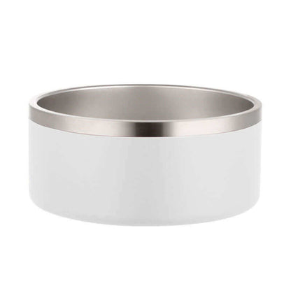 Double Wall Stainless Steel Pet Bowl - White