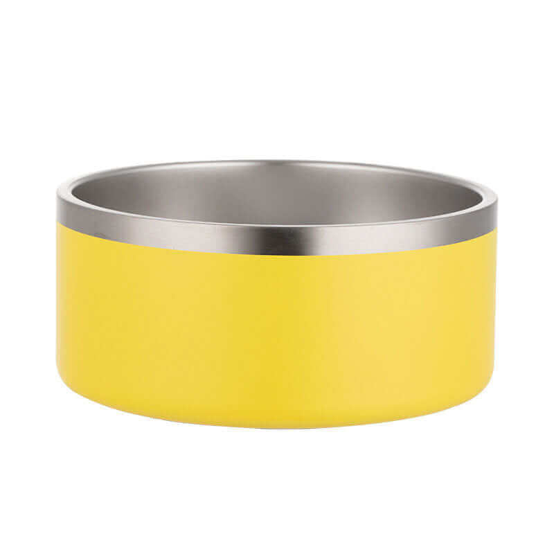 Double Wall Stainless Steel Pet Bowl - Yellow