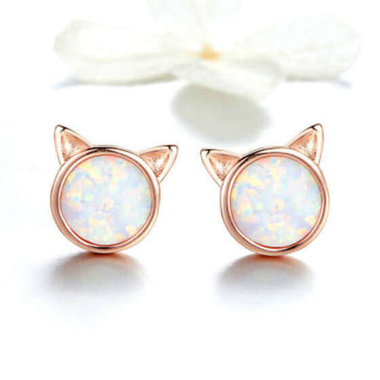 Fire Opal 925 Sterling Silver Rose Gold Plated Earrings Synthetic